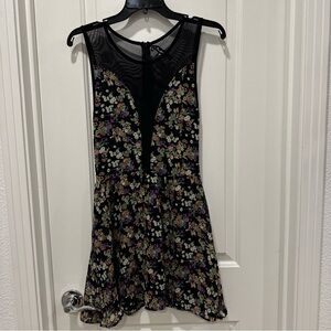 For Love & Lemons Lulu Dress Floral Print with Black Mesh - read description